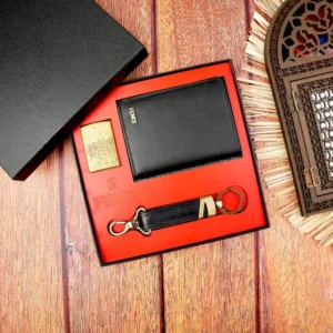 ست سه تیکه مردانه چرم کیف پول، فندک و جاکلیدی