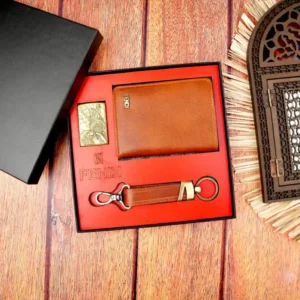 ست سه تیکه مردانه چرم کیف پول، فندک و جاکلیدی