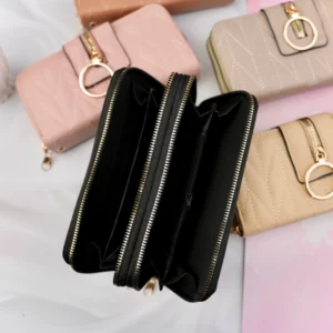 کیف پول زنانه بزرگ دو زیپ وارداتی