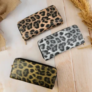 کیف پول دو زیپ طرح پلنگی