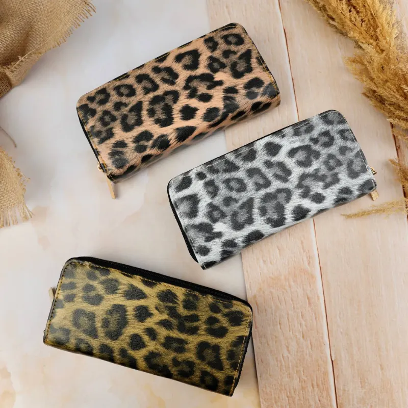 279-11 کیف پول دو زیپ طرح پلنگی