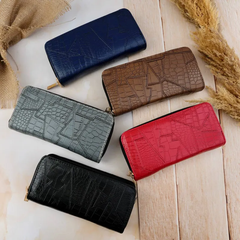 279-2 کیف پول دو زیپ طرح سنگی