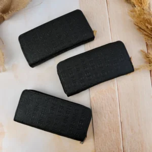 کیف پول دو زیپ حروفی مشکی