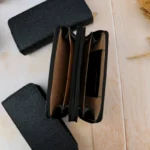 کیف پول دو زیپ حروفی مشکی