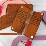 کیف پول دو لت مگنتی خاتم کاری چرم شتر