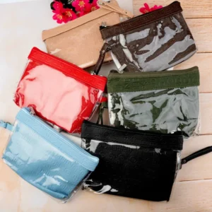 کیف آرایشی سه تیکه حروفی طلقی