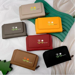 کیف پول پشت زیپ سرخونه دار چاپی طرح گل