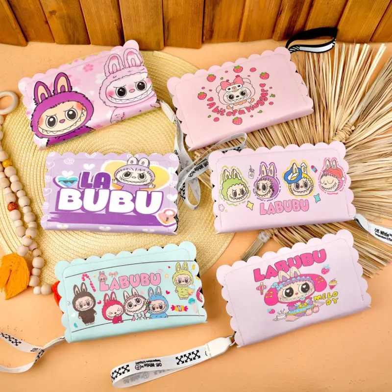 005-006 کیف پول فانتزی دخترانه تک زیپ طرح لبوبو