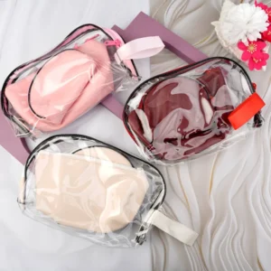 کیف آرایشی سه تیکه بیضی طلقی