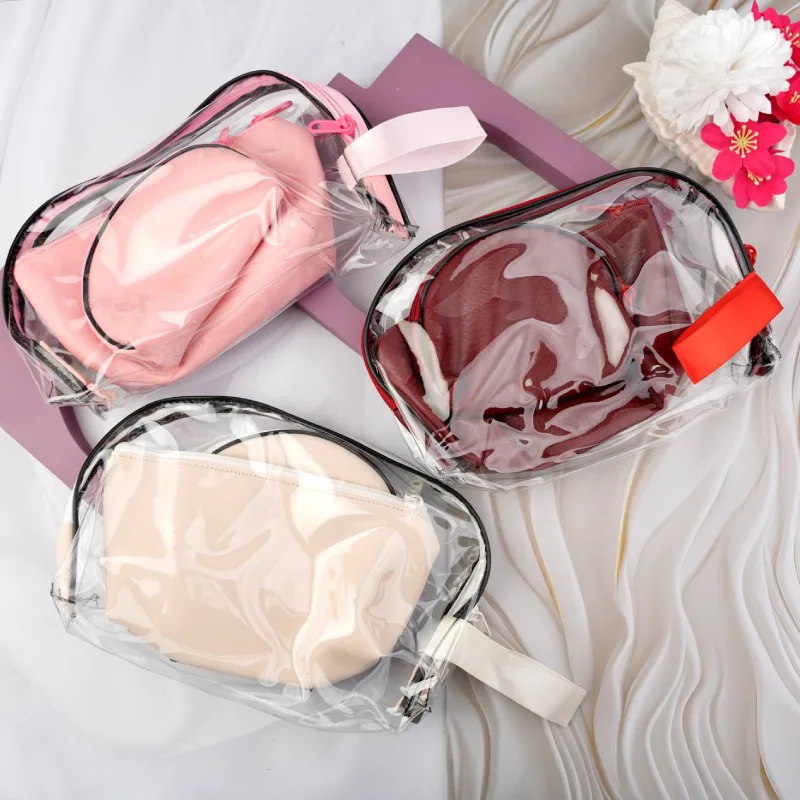 116-316 (1) کیف آرایشی سه تیکه بیضی طلقی