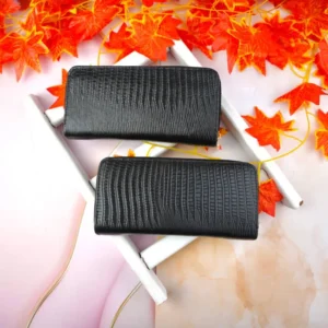 کیف پول دو زیپ لیزارد مشکی