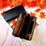 کیف پول دو زیپ لیزارد مشکی