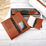 ست سه تیکه کیف پول جاکارتی کمربند مردانه