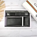 ست سه تیکه کیف پول جاکارتی کمربند مردانه رنگ مشکی