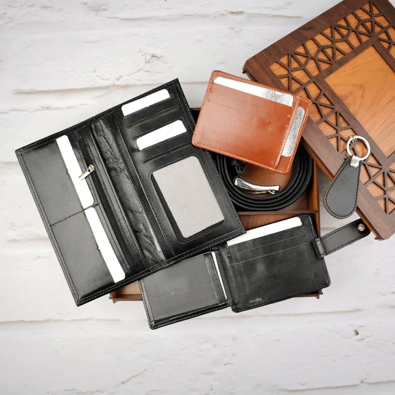 ست چهار تیکه کیف پول جاکارتی جاکلیدی