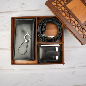 ست چهار تیکه کیف پول جاکارتی جاکلیدی رنگ مشکی