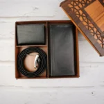 ست سه تیکه کیف پول جاکارتی کمربند رنگ مشکی