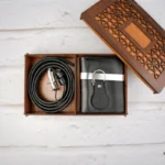 ست سه تیکه کیف پول جاکلیدی کمربند رنگ مشکی