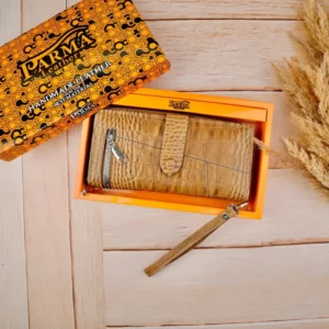 کیف پول پشت زیپ دو زیپ سنگی چرم