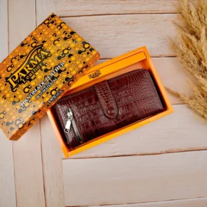 کیف پول پشت زیپ دو زیپ سنگی چرم