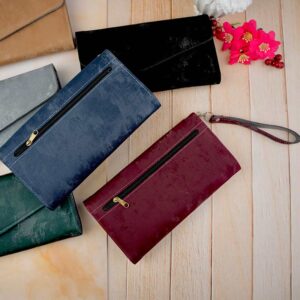 کیف پول زنانه تک لب هفتی پتینه بنددار