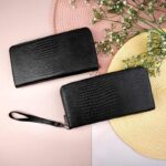 کیف دسته چکی مشکی لیزارد