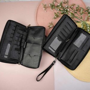 کیف دسته چکی مشکی لیزارد