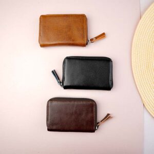 جاکارتی دورزیپ آکاردئونی ساده چرم مردانه