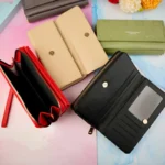 کیف پول پشت زیپ سرخونه دار M پرادا بنددار