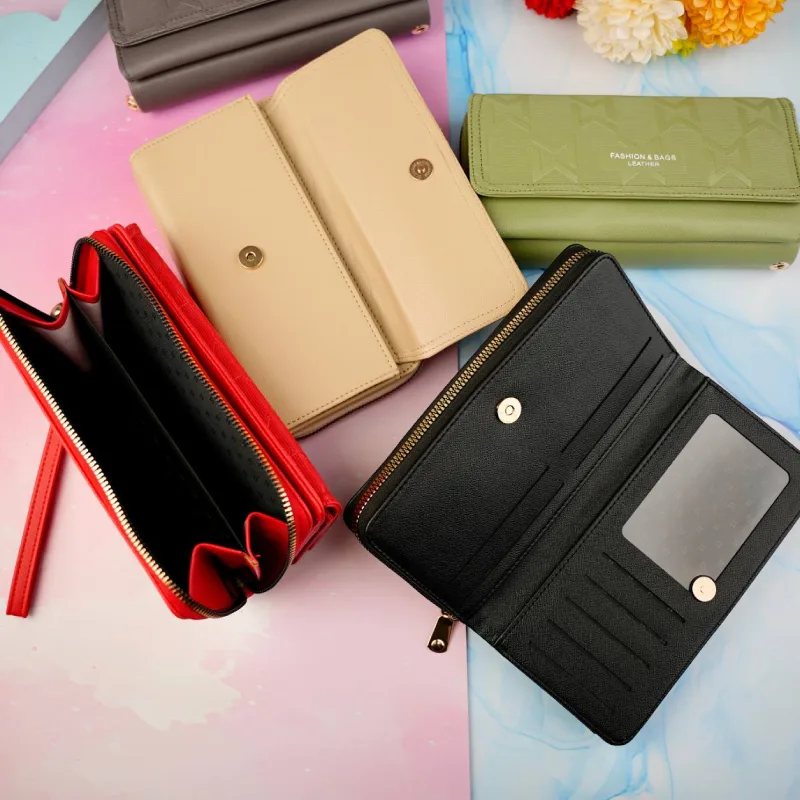 کیف پول پشت زیپ سرخونه دار M پرادا بنددار