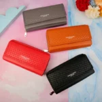 کیف پول پشت زیپ سرخونه دار آجری پرادا بنددار