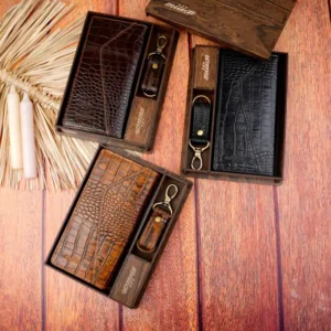 نیم ست کیف پول کتی جاکلیدی فلش سنگی چرم مردانه