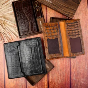 نیم ست کیف پول کتی موجی جاکلیدی چرم طبیعی