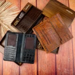 نیم ست کیف پول کتی و جاکلیدی چرم طبیعی