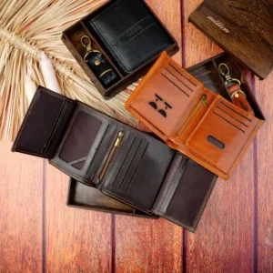 نیم ست کیف پول کتابی جاکلیدی چرم مردانه