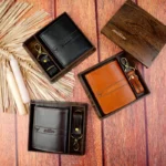 نیم ست کیف پول کتابی جاکلیدی چرم مردانه