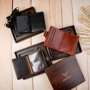 نیم ست مردانه جاکارتی و جاکلیدی چرم طبیعی