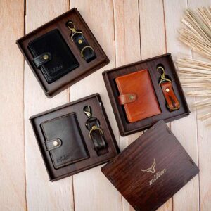 نیم ست مردانه جاکارتی و جاکلیدی چرم طبیعی