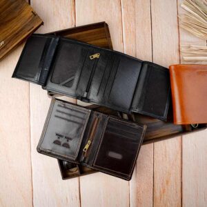 نیم ست کیف پول کتابی آمریکایی و جاکلیدی چرم مردانه