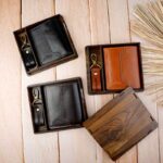 نیم ست دو تیکه کیف پول جاکلیدی مردانه چرم طبیعی