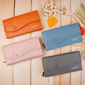 کیف پول پشت زیپ سرخونه دار بزرگ زنانه بنددار