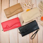 کیف پول پشت زیپ سرخونه دار بزرگ زنانه بنددار