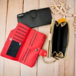 کیف پول پشت زیپ بزرگ زنانه بنددار بالری