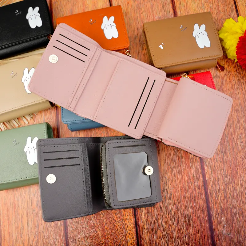 کیف پول جاکارتی آکاردئونی وسط زیپ طرح خرگوش