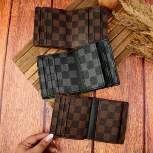 کیف پول کتابی پولخور ال وی چهارخونه