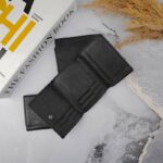 کیف پول سه لت کوچک رگه دار مشکی
