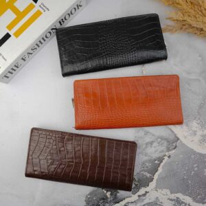 کیف دسته چکی دورزیپ چرم طبیعی سنگی