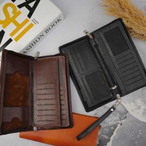 کیف دسته چکی دورزیپ چرم طبیعی شرانگ
