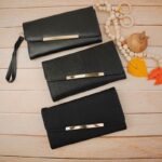 کیف پول لب کج زه دار مشکی