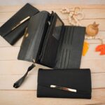 کیف پول لب کج زه دار مشکی